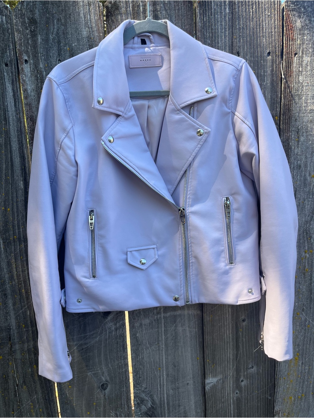 Blank NYC Lavender Faux Leather Moto Jacket